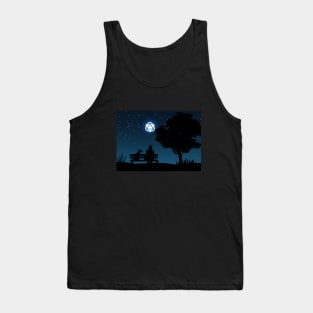 Lonely Man Under the D20 Dice Moon RPG Night Roleplaying Landscapes Tank Top